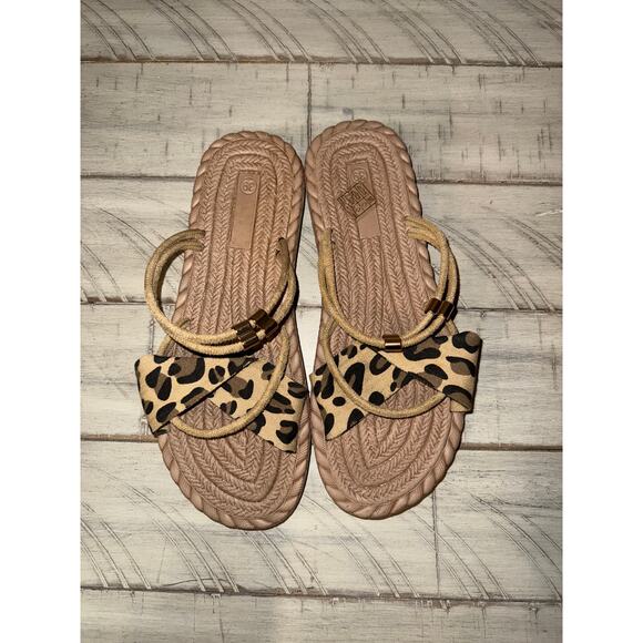Cheeta Print Wickered Sandals Woman Sz 6.5 (39) - Picture 2 of 5